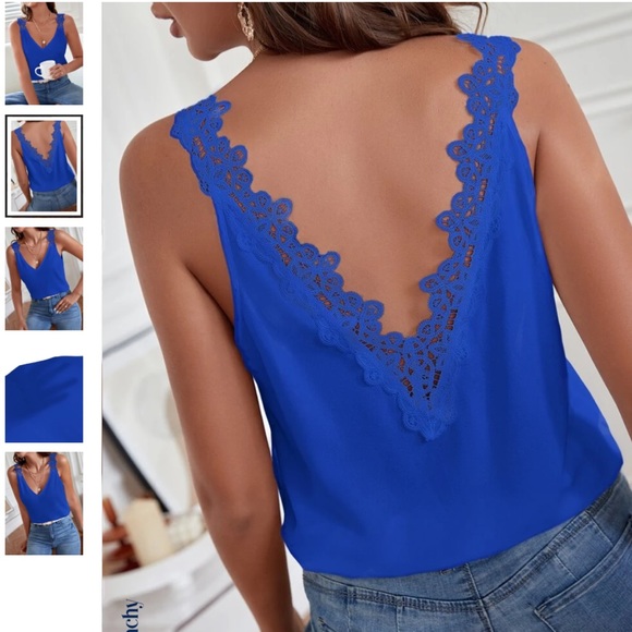 Shein Blue Lace Tank Top Cami - Picture 2 of 10